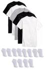Kit 5 Camisetas Básicas Masculina + 12 Pares De Meias Soquete