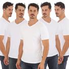 Kit 5 Camisetas Gola V Branca Camisa Masculina 100% algodão