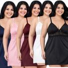 Kit 5 Camisola Amamentação Maternidade Plus Size Feminina Gestante Com Click Confortável Pós Parto