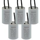 Kit 5 capacitor permanente com cabo 15,0 uf/250v