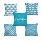 Kit 5 capas almofadas azul turquesa 40x40