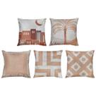 Kit 5 Capas Almofadas De Linho Geometria Deserto Rosê 45x45