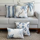 Kit 5 Capas Almofadas Linhão Austrália Azul Coqueiros, Listras e Ikat