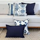 Kit 5 Capas Almofadas Linhão Branco Floral Azul, Ikat, Listras e Linho Marinho Kit 5 Capas Almofadas Linhão Branco Floral Azul, Ikat, Listras e Linho Marinho