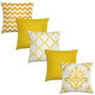 kit 5 capas de almofadas amarelo e branco kit 5 capas de almofadas amarelo e branco