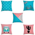 kit 5 capas de almofadas azul e rosa kit 5 capas de almofadas azul e rosa
