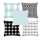 kit 5 capas de almofadas Azul,Preto e Cinza 40x40