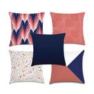kit 5 capas de almofadas Coral e Azul kit 5 capas de almofadas Coral e Azul
