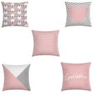 kit 5 capas de almofadas geométrico cinza e rosa claro 40x40 kit 5 capas de almofadas geométrico cinza e rosa claro 40x40