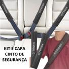 Kit 5 Capas Protetor Cinto Segurança Preta Espumada Automotivo Citroen 2 Dianteiras + 3 Traseiras