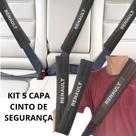 Kit 5 Capas Protetor Cinto Segurança Preta Espumada Automotivo Renault 2 Dianteiras + 3 Traseiras