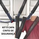 Kit 5 Capas Protetor Cinto Segurança Preta Espumada Carro Automotivo Ford 2 Dianteiras + 3 Traseiras