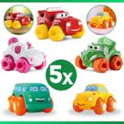 Kit 5 Carrinho Soft Cars Mordedor Para Bebê Vinil Atóxico