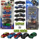 Kit 5 Carrinhos Super Heróis Metal Batman Avengers Brinquedo Infantil Carrinho Miniatura