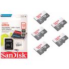 Kit 5 Cartão Memória Micro Sd Sandisk 128gb Classe 10 Ultra