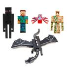 Kit 5 Cartela Minecraft Dragão 25 Bonecos + 5 Bloco Steve