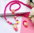 Kit 5 Cartelas Conjunto Colar Pulseira Anel Infantil Pérolas Miçangas Pingente Borboleta Laço Flor Florizinha Urso 2023