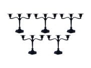Kit 5 Castiçal Triplo 18cm Preto Suporte Elegante Para Vela