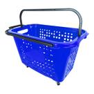 KIT 5 Cestas de Compras 4 Rodizios 40Lts Cor:Azul