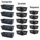 Kit 5 cesto preto comprido + 5 cesto grande preto e 5 cesto pequeno preto multiuso organizador
