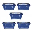Kit - 5 Cestos Compras Plástica D100 Cód. 3000 Azul Padrão - Della Plast