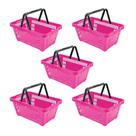 Kit - 5 Cestos Compras Plástica D100 Cód. 3400 Rosa - Della Plast