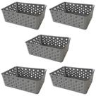 Kit 5 Cestos Multiuso Organizador Empilhável Gaveta 19x14x6