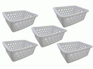 Kit 5 Cestos Multiuso Pequeno Branco 12x6x16cm PP Uninjet