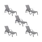 Kit 5 Chaise Búzios Grafite Alumínio