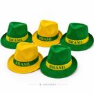 Kit 5 Chapeu Verde E Amarelo Malandrinho Panama Tema Brasil Futebol Copa