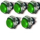 Kit 5 chave push button 13mm ds212 na 3a verde para painel comando elétrico