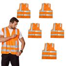 Kit 5 Colete Brascamp Com Bolso EPI NR06 Faixa Refletiva Fluorescente Alta Visibilidade Para Obra Logística Sinalização