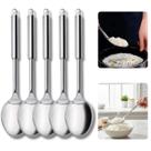 Kit 5 Colher De Arroz Grande 34cm Aço 100 Inox Colher De Mesa Prática Utensilio De Cozinha