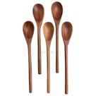 Kit 5 Colheres de Pau Mingau Salada Talher para Servir 26cm Madeira Jogo Conjunto