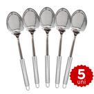Kit 5 Colheres de Servir Grande Longa 100% Inox Premium Reforçada Ideal para Restaurante