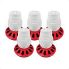 Kit 5 Comedouro Frango Aves Alimentador 5L Rosca 12 Furos