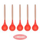 Kit 5 Concha Silicone Feijão Vermelho Resistente Cabo Bambu