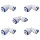 Kit 5 Conector União Cotovelo 90 Engate Rápido 3/8" x 1/4" para Água e Bebedouros Alta Resistência