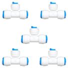 Kit 5 Conector União T Engate Rápido 1/4" x 3/8" x 1/4" para Filtro e Mangueira Alta Resistência