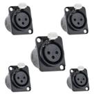 Kit 5 Conectores XLR 3 Vias Para Painel E Caixa De Som