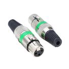 Kit 5 Conectores XLR Cannon Fêmea Verde Kit 5 Conectores XLR Cannon Fêmea Verde