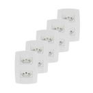 Kit 5 Conjunto 2 Tomadas Branca Monobloco 2P+T 10A 250V 4x2