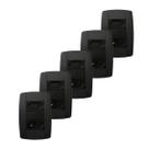 Kit 5 Conjunto 2 Tomadas Preta Monobloco 2P+T 10A 250V 4x2