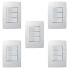 Kit 5 Conjunto Interruptor 3 Teclas Simples Pial Plus