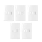 Kit 5 conjunto interruptor simples 4x2 10a 250v com placa margirus sleek branco
