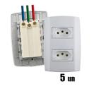 Kit 5 Conjunto Tomada Dupla Monobloco 10A Ilumi Slim Kit 5 Conjunto Tomada Dupla Monobloco 10A Ilumi Slim