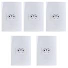 Kit 5 Conjunto Tomada Horizontal 10a 250v Branco Sleek Margirius