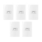Kit 5 conjunto tomada horizontal 4x2 10a 2p+t 250v com placa margirus sleek branco