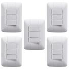 Kit 5 conjuntor interruptor paralelo 3 teclas 6a 250v tramontina aria branco com placa