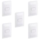 Kit 5 Conjuntos 1 Interruptor Simples 4x2 Branco Pial Zeffia